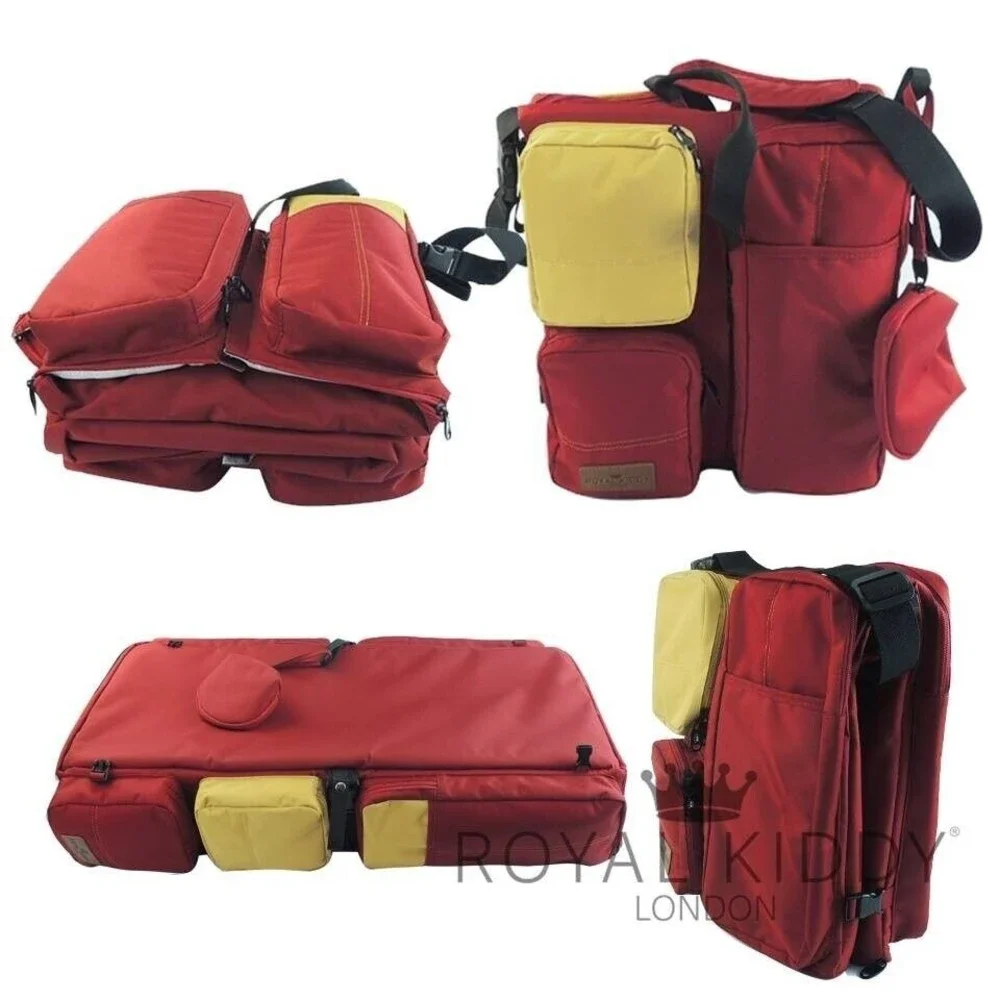 Royal Kiddy London Diaper Bag Baby Changing Pad Portable Maroon Folding 15x13x5